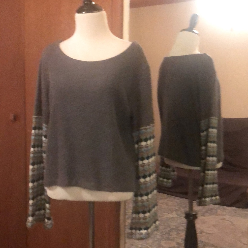 Free People knit top with long bell sleeves